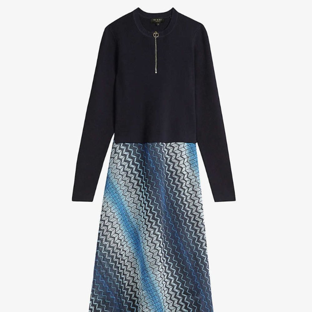 Ted Baker Ionaaa zig-zag stretch-woven midi dress
